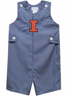 Vive La Fete Illinois Fighting Illini Toddler Navy Blue Gingham Overalls