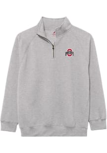 Ohio State Buckeyes Mens Grey Essentials Embroidery Long Sleeve Qtr Zip Pullover