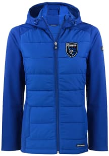 Cutter and Buck San Jose Earthquakes Womens Blue Evoke Hood Heavy Weight Jacket