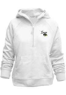 Iowa Hawkeyes Womens White Asana Half Zip Hooded Sweatshirt