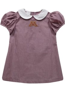 Vive La Fete Minnesota Golden Gophers Baby Girls Maroon Gingham Collar Short Sleeve Dress
