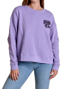 K-State Wildcats Womens Lavender Sequin Boxy Crew Sweatshirt