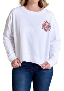 Ohio State Buckeyes Womens White Sequin Boxy Crew Sweatshirt