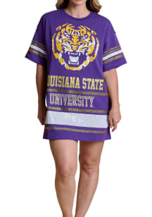 LSU Tigers Womens Purple Sideline Sequin Short Sleeve Dress