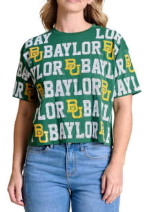 Baylor Bears Womens Green Sequin Repeat Short Sleeve T-Shirt