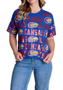 Kansas Jayhawks Womens Blue Sequin Repeat Short Sleeve T-Shirt