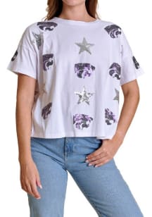 K-State Wildcats Womens White Sequin Stars Short Sleeve T-Shirt