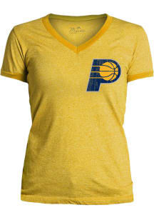 Indiana Pacers Womens Gold Ringer Short Sleeve T-Shirt