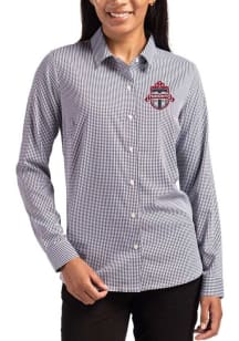 Cutter and Buck Toronto FC Womens Epic Confidence Gingham Long Sleeve Black Dress Shirt