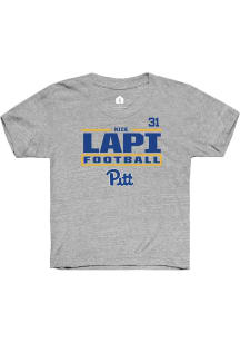 Nick Lapi Pitt Panthers Youth Grey NIL Stacked Box Player Tee