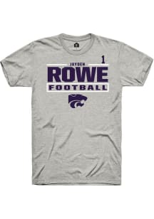Jayden Rowe K-State Wildcats Ash Football NIL Stacked Box Short Sleeve Player T Shirt