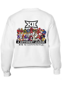 Big 12 Mens White Football Big 12 Mascots Long Sleeve Crew Sweatshirt