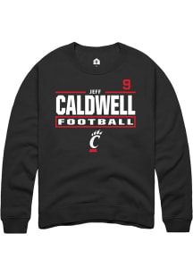 Jeff Caldwell Cincinnati Bearcats Mens Black Football NIL Stacked Box Player Crew