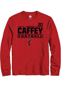 Jakorion Caffey Cincinnati Bearcats Red Football NIL Stacked Box Long Sleeve Player T Shirt