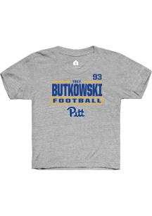 Trey Butkowski Pitt Panthers Youth Grey NIL Stacked Box Player Tee