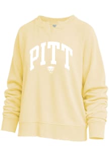 Pitt Panthers Womens Yellow Willow Washed Crew Sweatshirt