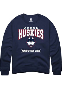 Summit Sportswear UConn Huskies Mens Navy Blue Women's Track & Field Long Sleeve Crew Sweatshirt