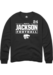 Martel Jackson K-State Wildcats Mens Black Football NIL Stacked Box Player Crew