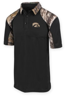 Iowa Hawkeyes Mens Black BRYAN Short Sleeve Polo