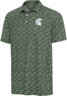 Antigua Michigan State Spartans Mens Green University Football Short Sleeve Polo