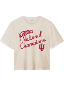 Indiana Hoosiers Womens Ivory 2025 College Football National Champions Short Sleeve T-Shirt