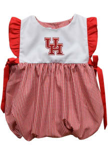 Vive La Fete Houston Cougars Baby Girls Red Gingham Bubble Short Sleeve Dress