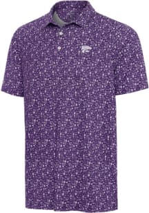 Antigua K-State Wildcats Mens Purple University Football Short Sleeve Polo