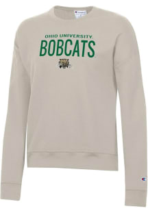 Champion Ohio Bobcats Womens Oatmeal Stacked Powerblend Crew Sweatshirt