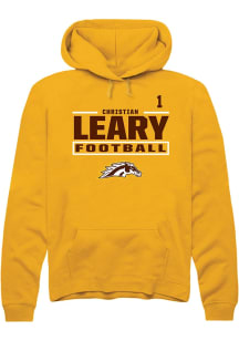 Christian Leary Western Michigan Broncos Mens Gold Football NIL Stacked Box Player Hood