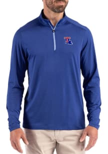 Cutter and Buck Louisiana Tech Bulldogs Mens Blue Coastline Long Sleeve Qtr Zip Pullover