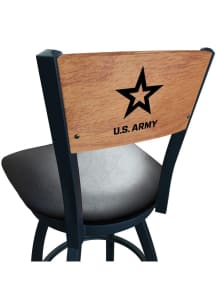 Army Vinyl Seat Maple Back Swivel Pub Stool - Black
