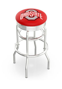 Ohio State Buckeyes Double-Ring Swivel Chrome Pub Stool - Black