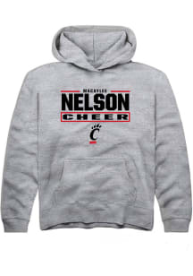 Macaylee Nelson Rally Cincinnati Bearcats Youth NIL Stacked Box Long Sleeve Player Hoodie Grey