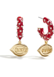 Cincinnati Reds Charm Enamel Huggie Womens Earrings