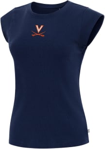 Antigua Virginia Cavaliers Womens Navy Blue Show Off Short Sleeve T-Shirt