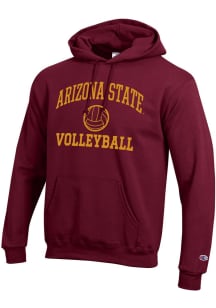 Champion Arizona State Sun Devils Mens Maroon Volleyball Icon Powerblend Long Sleeve Hoodie