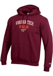 Champion Virginia Tech Hokies Mens Maroon Grandpa Pill Powerblend Long Sleeve Hoodie
