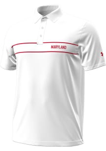 Under Armour Maryland Terrapins Mens White Playoff Chest Stripe Short Sleeve Polo