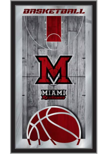 Miami RedHawks Basketball Hanging Back Bar Mirror
