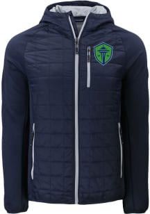 Cutter and Buck Seattle Sounders FC Mens Navy Blue Rainier PrimaLoft Hybrid Medium Weight Jacket