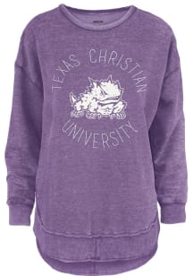 Pressbox TCU Horned Frogs Womens Purple Melange Poncho Crew Sweatshirt