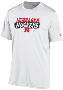 Champion Nebraska Cornhuskers White Flat Name Logo Short Sleeve T Shirt