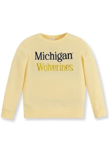 Michigan Wolverines Girls Yellow Embroidered Long Sleeve Sweatshirt