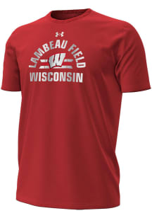 Under Armour Wisconsin Badgers Red Arch Lambeau Field Short Sleeve T Shirt