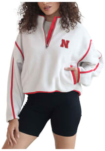 Nebraska Cornhuskers Womens White On the Run Qtr Zip