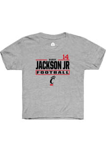Barry Jackson Jr Cincinnati Bearcats Youth Grey NIL Stacked Box Player Tee