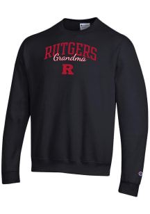 Champion Rutgers Scarlet Knights Mens Black Script Grandma Powerblend Long Sleeve Crew Sweatshirt