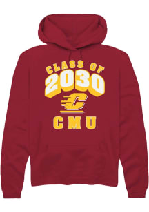 Summit Sportswear Central Michigan Chippewas Mens Maroon Class of 2030 Long Sleeve Hoodie