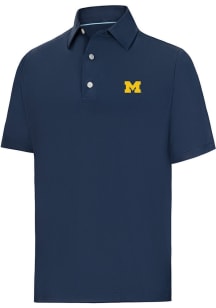 Footjoy Michigan Wolverines Mens Navy Blue Tonal Dot Short Sleeve Fashion Polo