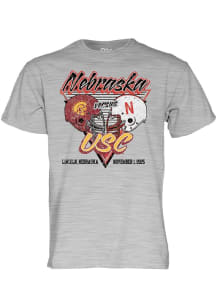 Blue 84 Nebraska Cornhuskers Grey Football vs USC Trojans Short Sleeve T Shirt
